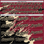 Custom Crimson Black-Cream Splash Art 3D Pattern Design Bomber Full-Snap Varsity Letterman Hoodie Jacket