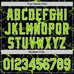 Custom Black Neon Green-White Abstract Network 3D Pattern Design Bomber Full-Snap Varsity Letterman Hoodie Jacket