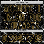 Custom Black White-Old Gold Abstract Network 3D Pattern Design Bomber Full-Snap Varsity Letterman Hoodie Jacket