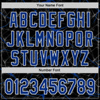 Custom Black Royal-White Abstract Network 3D Pattern Design Bomber Full-Snap Varsity Letterman Hoodie Jacket