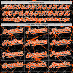 Custom Black Orange-White Abstract Network 3D Pattern Design Bomber Full-Snap Varsity Letterman Hoodie Jacket