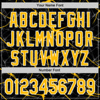 Custom Black Gold-White Abstract Network 3D Pattern Design Bomber Full-Snap Varsity Letterman Hoodie Jacket