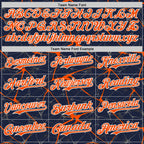 Custom Navy Orange-White Abstract Network 3D Pattern Design Bomber Full-Snap Varsity Letterman Hoodie Jacket