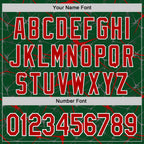 Custom Green Red-White Abstract Network 3D Pattern Design Bomber Full-Snap Varsity Letterman Hoodie Jacket