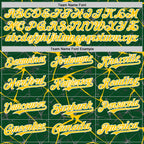 Custom Green Yellow-White Abstract Network 3D Pattern Design Bomber Full-Snap Varsity Letterman Hoodie Jacket