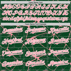 Custom Green Medium Pink-White Abstract Network 3D Pattern Design Bomber Full-Snap Varsity Letterman Hoodie Jacket