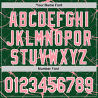 Custom Green Medium Pink-White Abstract Network 3D Pattern Design Bomber Full-Snap Varsity Letterman Hoodie Jacket