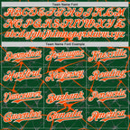 Custom Green Orange-White Abstract Network 3D Pattern Design Bomber Full-Snap Varsity Letterman Hoodie Jacket