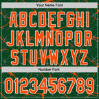 Custom Green Orange-White Abstract Network 3D Pattern Design Bomber Full-Snap Varsity Letterman Hoodie Jacket