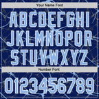 Custom Royal Light Blue-White Abstract Network 3D Pattern Design Bomber Full-Snap Varsity Letterman Hoodie Jacket