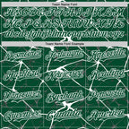 Custom Kelly Green White Abstract Network 3D Pattern Design Bomber Full-Snap Varsity Letterman Hoodie Jacket