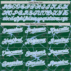 Custom Kelly Green Light Blue-White Abstract Network 3D Pattern Design Bomber Full-Snap Varsity Letterman Hoodie Jacket