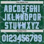 Custom Kelly Green Light Blue-White Abstract Network 3D Pattern Design Bomber Full-Snap Varsity Letterman Hoodie Jacket