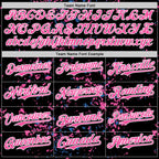 Custom Black Pink Sky Blue-White Fragment 3D Pattern Design Bomber Full-Snap Varsity Letterman Hoodie Jacket