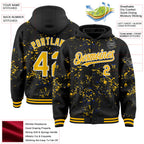 Custom Black Gold Royal-White Fragment 3D Pattern Design Bomber Full-Snap Varsity Letterman Hoodie Jacket