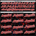 Custom Black Red Royal-White Fragment 3D Pattern Design Bomber Full-Snap Varsity Letterman Hoodie Jacket