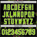 Custom Black Neon Green Pink-White Fragment 3D Pattern Design Bomber Full-Snap Varsity Letterman Hoodie Jacket