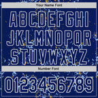 Custom Royal Light Blue Old Gold-White Fragment 3D Pattern Design Bomber Full-Snap Varsity Letterman Hoodie Jacket
