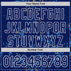 Custom Royal Powder Blue Old Gold-White Fragment 3D Pattern Design Bomber Full-Snap Varsity Letterman Hoodie Jacket