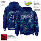 Custom Royal Aqua Old Gold-White Fragment 3D Pattern Design Bomber Full-Snap Varsity Letterman Hoodie Jacket