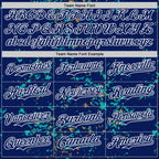 Custom Royal Aqua Old Gold-White Fragment 3D Pattern Design Bomber Full-Snap Varsity Letterman Hoodie Jacket