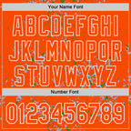 Custom Orange Light Blue Grass Green-White Fragment 3D Pattern Design Bomber Full-Snap Varsity Letterman Hoodie Jacket