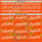 Custom Orange Neon Green Thunder Blue-White Fragment 3D Pattern Design Bomber Full-Snap Varsity Letterman Hoodie Jacket