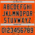 Custom Orange Black Old Gold-White Fragment 3D Pattern Design Bomber Full-Snap Varsity Letterman Hoodie Jacket