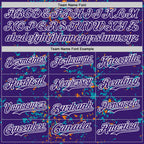 Custom Purple Teal Bay Orange-White Fragment 3D Pattern Design Bomber Full-Snap Varsity Letterman Hoodie Jacket