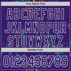 Custom Purple Teal Bay Orange-White Fragment 3D Pattern Design Bomber Full-Snap Varsity Letterman Hoodie Jacket