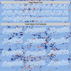 Custom Light Blue Royal Orange-White Fragment 3D Pattern Design Bomber Full-Snap Varsity Letterman Hoodie Jacket
