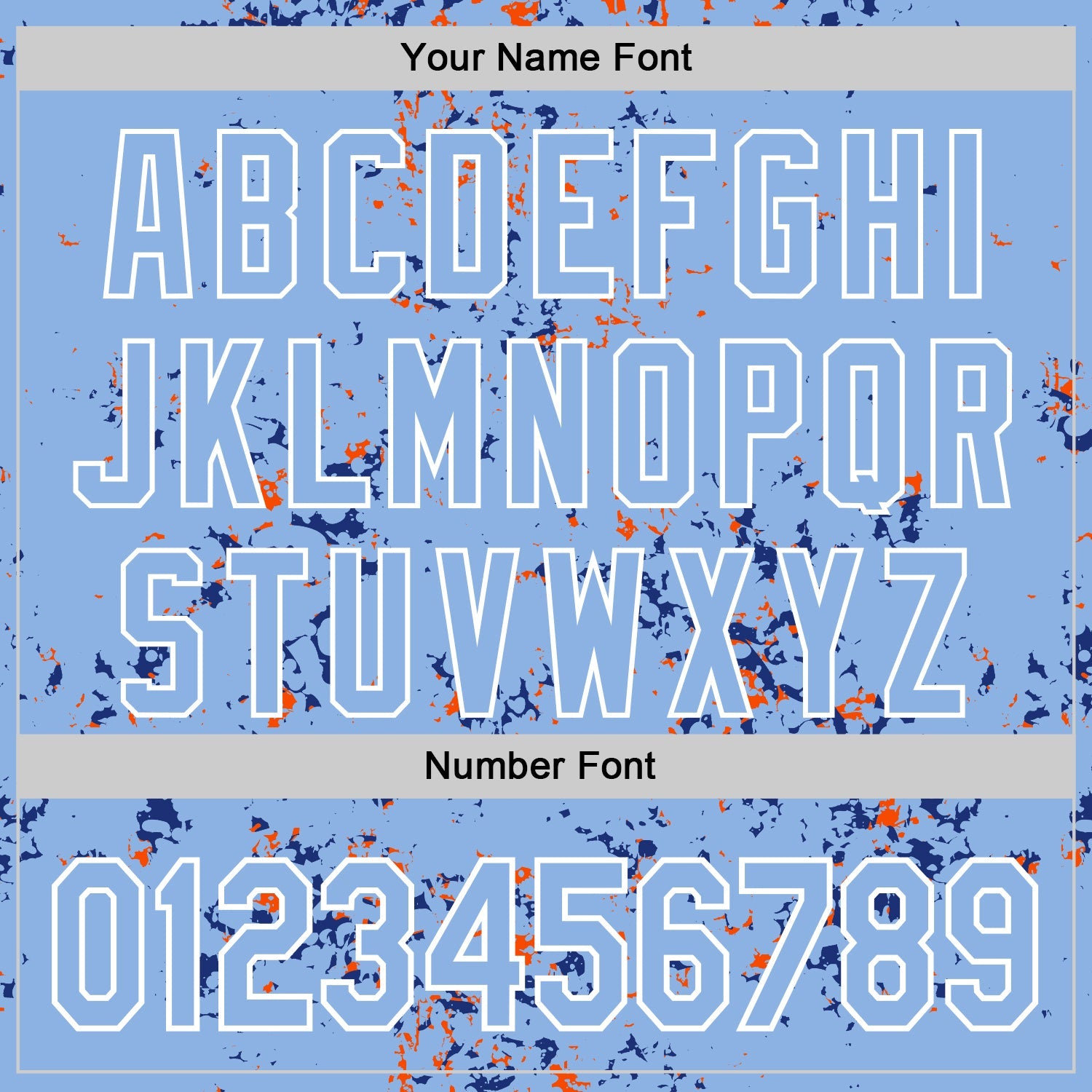 Custom Light Blue Royal Orange-White Fragment 3D Pattern Design Bomber Full-Snap Varsity Letterman Hoodie Jacket
