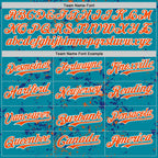 Custom Teal Orange Royal-White Fragment 3D Pattern Design Bomber Full-Snap Varsity Letterman Hoodie Jacket