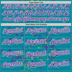 Custom Teal Purple Neon Green-White Fragment 3D Pattern Design Bomber Full-Snap Varsity Letterman Hoodie Jacket