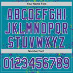 Custom Teal Purple Neon Green-White Fragment 3D Pattern Design Bomber Full-Snap Varsity Letterman Hoodie Jacket