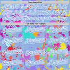 Custom Graffiti Pattern Light Blue-White Splash Bomber Full-Snap Varsity Letterman Hoodie Jacket