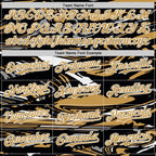 Custom Figure Old Gold Black-White Fluid Bomber Full-Snap Varsity Letterman Hoodie Jacket