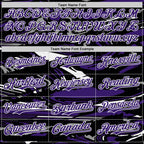 Custom Figure Purple Black-White Fluid Bomber Full-Snap Varsity Letterman Hoodie Jacket