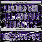 Custom Figure Purple Black-White Fluid Bomber Full-Snap Varsity Letterman Hoodie Jacket