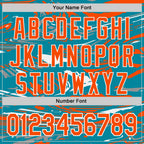 Custom Figure Orange Teal-White Fluid Bomber Full-Snap Varsity Letterman Hoodie Jacket