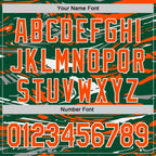 Custom Figure Orange Kelly Green-White Fluid Bomber Full-Snap Varsity Letterman Hoodie Jacket