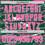 Custom Figure Pink Kelly Green-White Fluid Bomber Full-Snap Varsity Letterman Hoodie Jacket