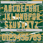 Custom Figure Old Gold Kelly Green-White Fluid Bomber Full-Snap Varsity Letterman Hoodie Jacket