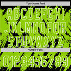 Custom Black Neon Green-White Abstract Sharp Shape Fragment 3D Pattern Design Bomber Full-Snap Varsity Letterman Hoodie Jacket