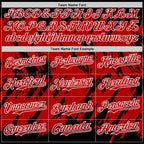 Custom Black Red-White Abstract Sharp Shape Fragment 3D Pattern Design Bomber Full-Snap Varsity Letterman Hoodie Jacket