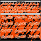 Custom Black Orange-White Abstract Sharp Shape Fragment 3D Pattern Design Bomber Full-Snap Varsity Letterman Hoodie Jacket