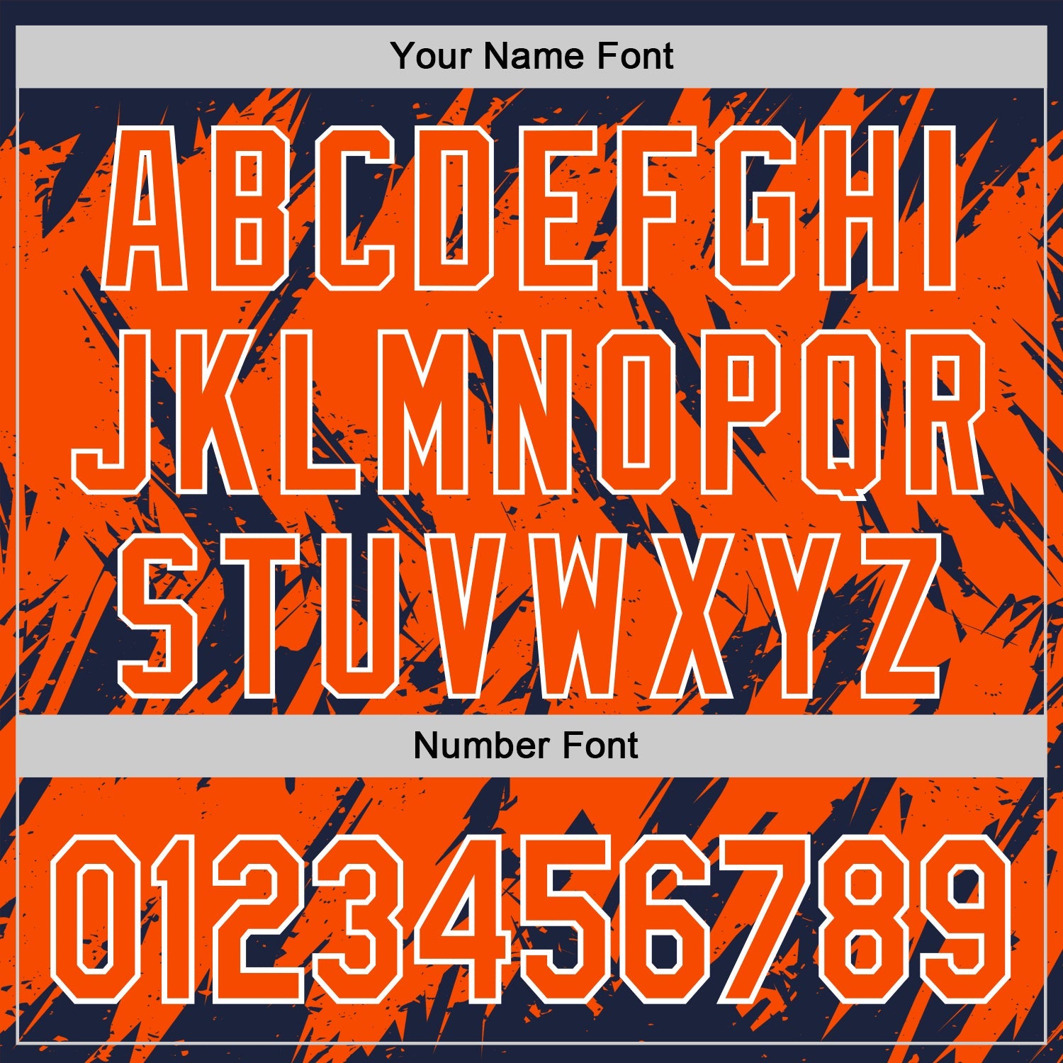 Custom Navy Orange-White Abstract Sharp Shape Fragment 3D Pattern Design Bomber Full-Snap Varsity Letterman Hoodie Jacket