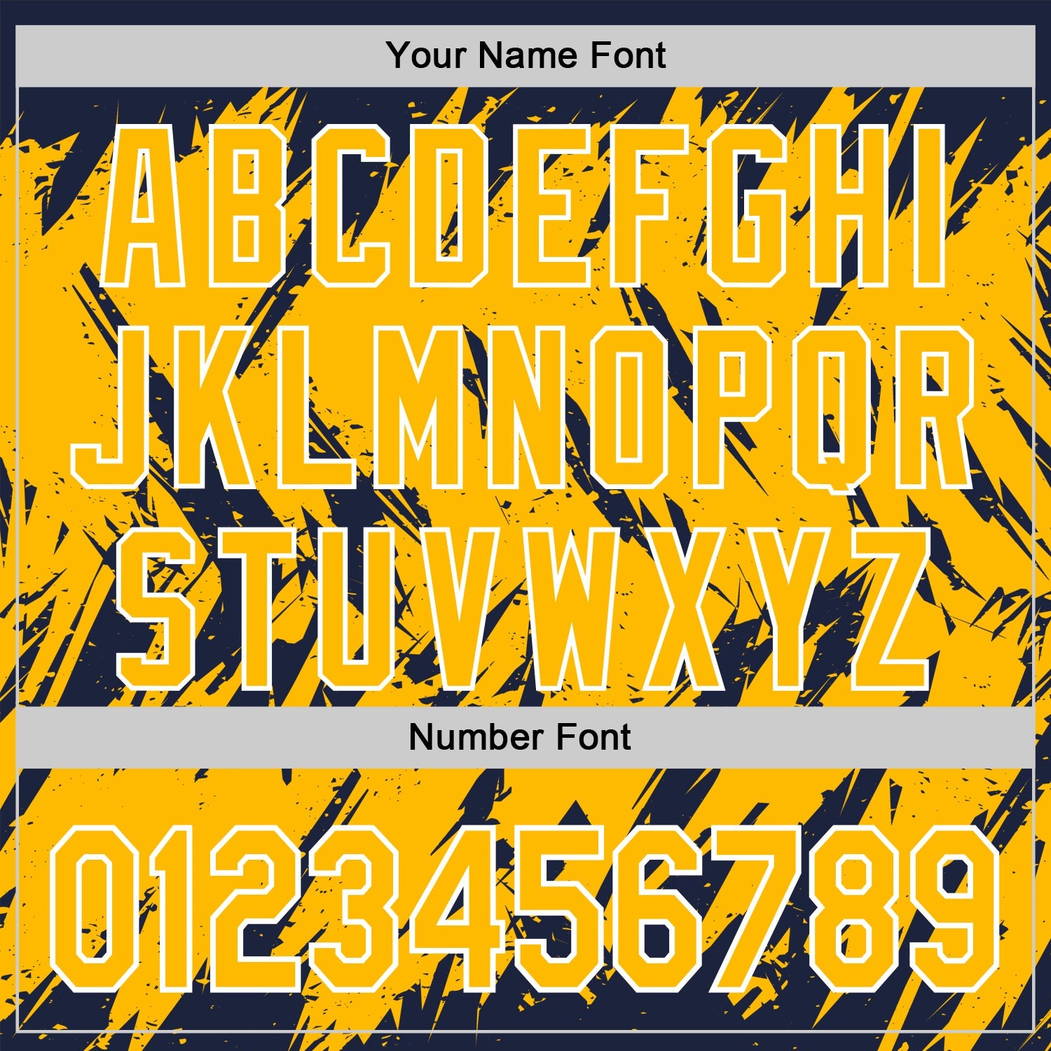 Custom Navy Gold-White Abstract Sharp Shape Fragment 3D Pattern Design Bomber Full-Snap Varsity Letterman Hoodie Jacket