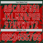 Custom Green Red-White Abstract Sharp Shape Fragment 3D Pattern Design Bomber Full-Snap Varsity Letterman Hoodie Jacket