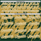Custom Green Old Gold-White Abstract Sharp Shape Fragment 3D Pattern Design Bomber Full-Snap Varsity Letterman Hoodie Jacket